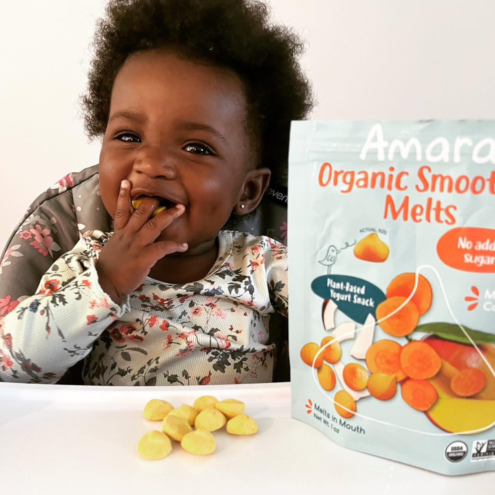 dairy-free baby snacking on dairy-free yogurt melts