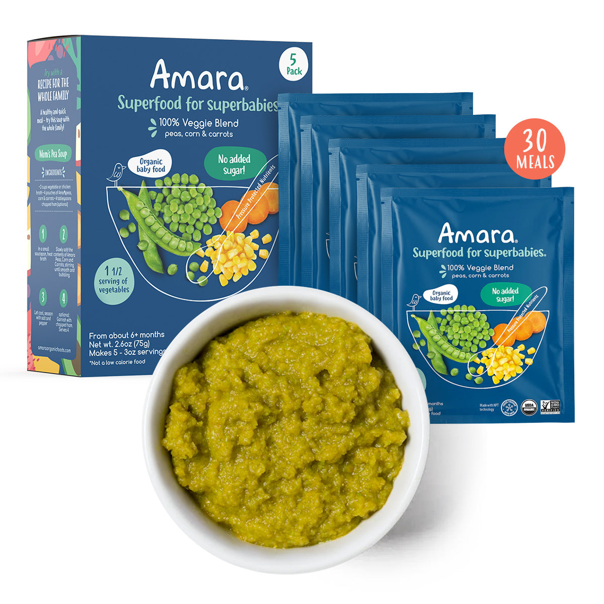 2PACK-100% Veggie Blend: Peas, Corn & Carrots